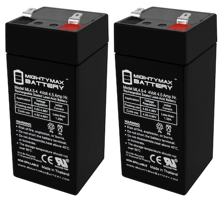 4 Volt 4.5 Ah SLA Replacement Battery For NPP NP4-4Ah - 2PK